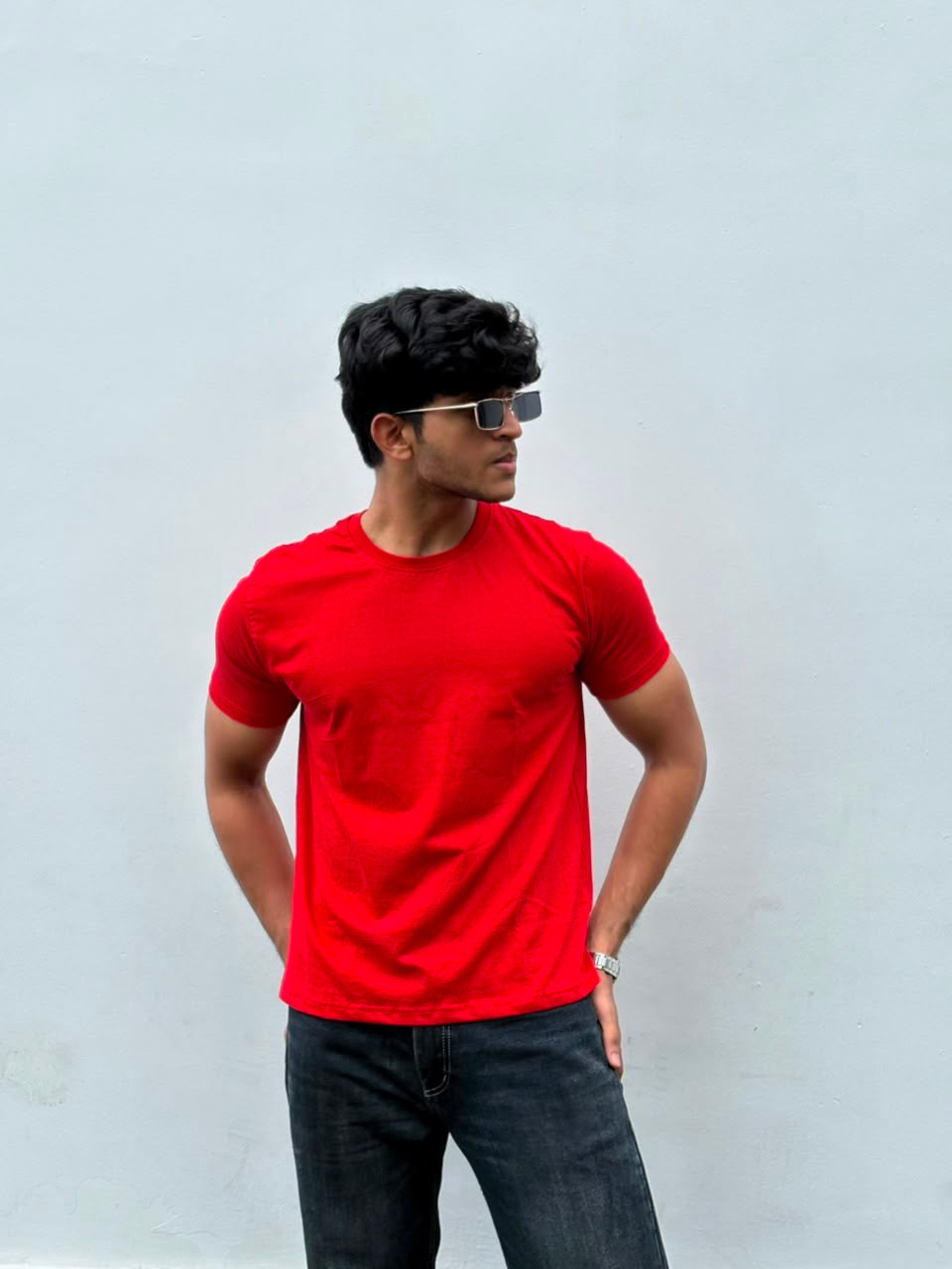 Crop Muscle Tee- RED