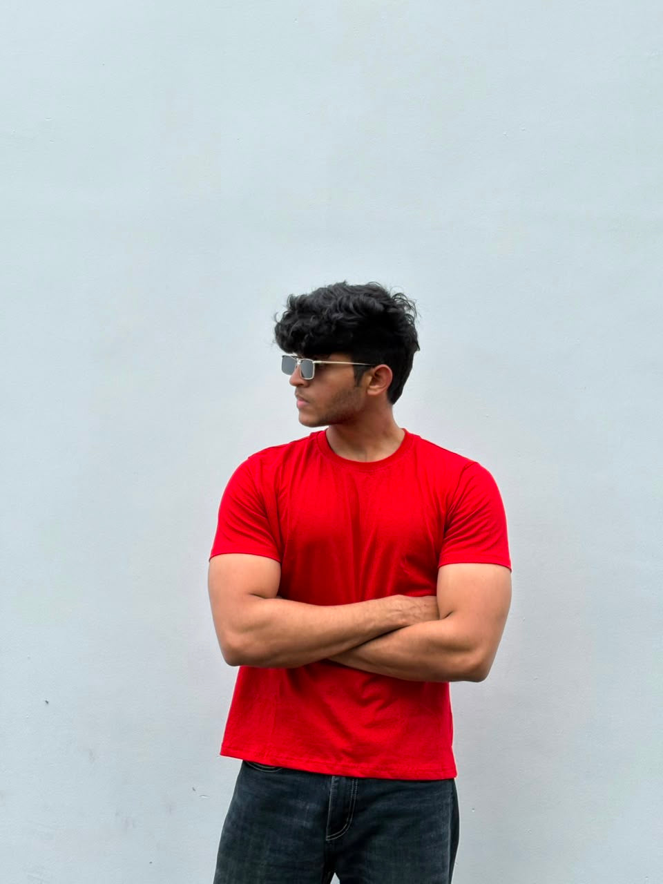 Crop Muscle Tee- RED
