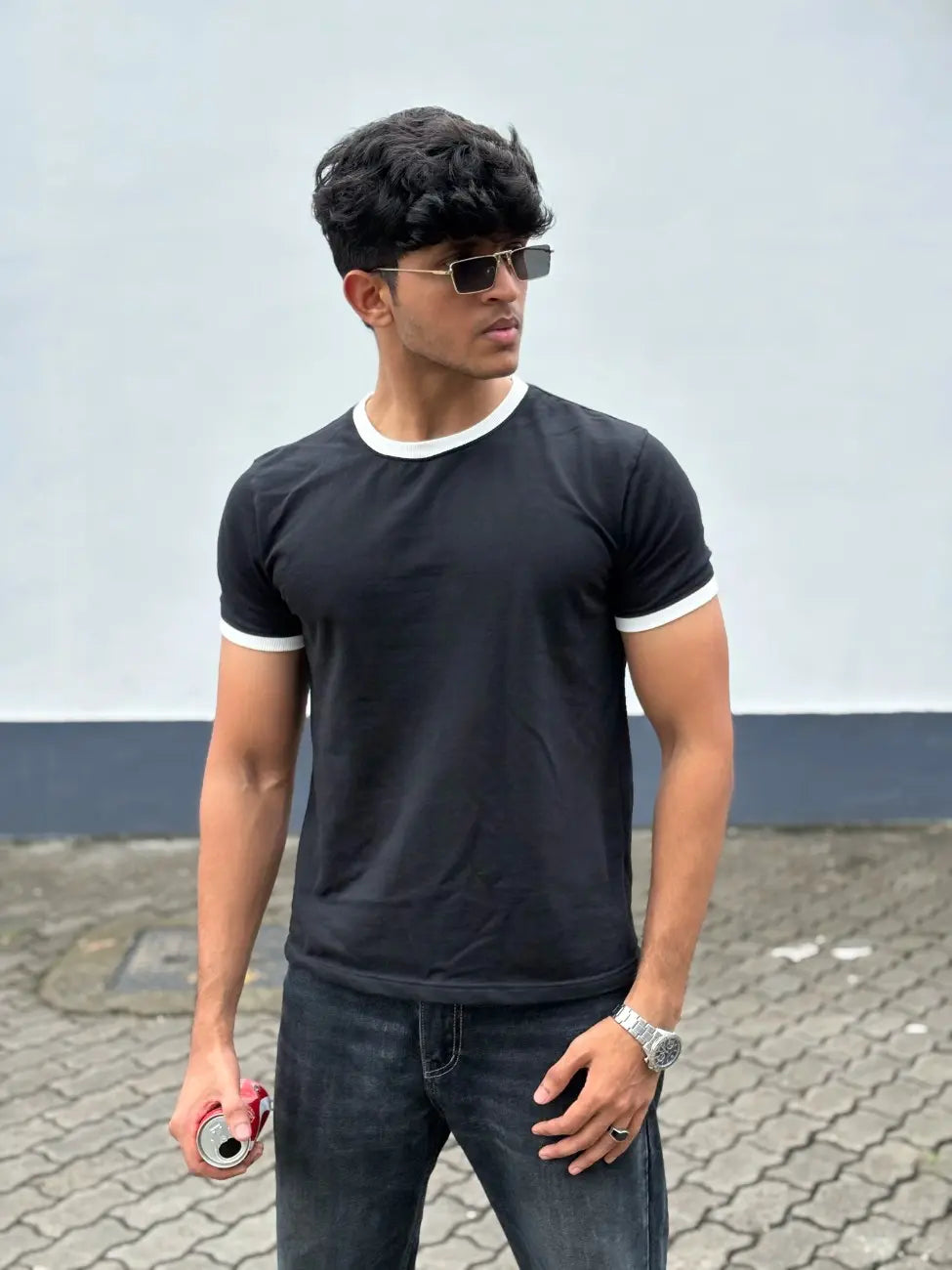 RINGER TEES - BLACK