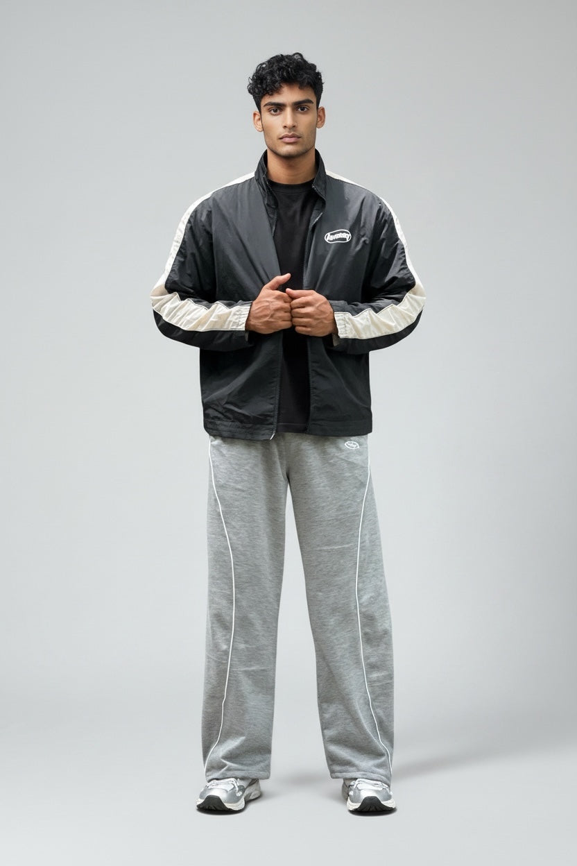LOOSE FIT TRACK PANT -LIGHT GREY  (LYCRA LOOPKNIT WITH FLEECE)