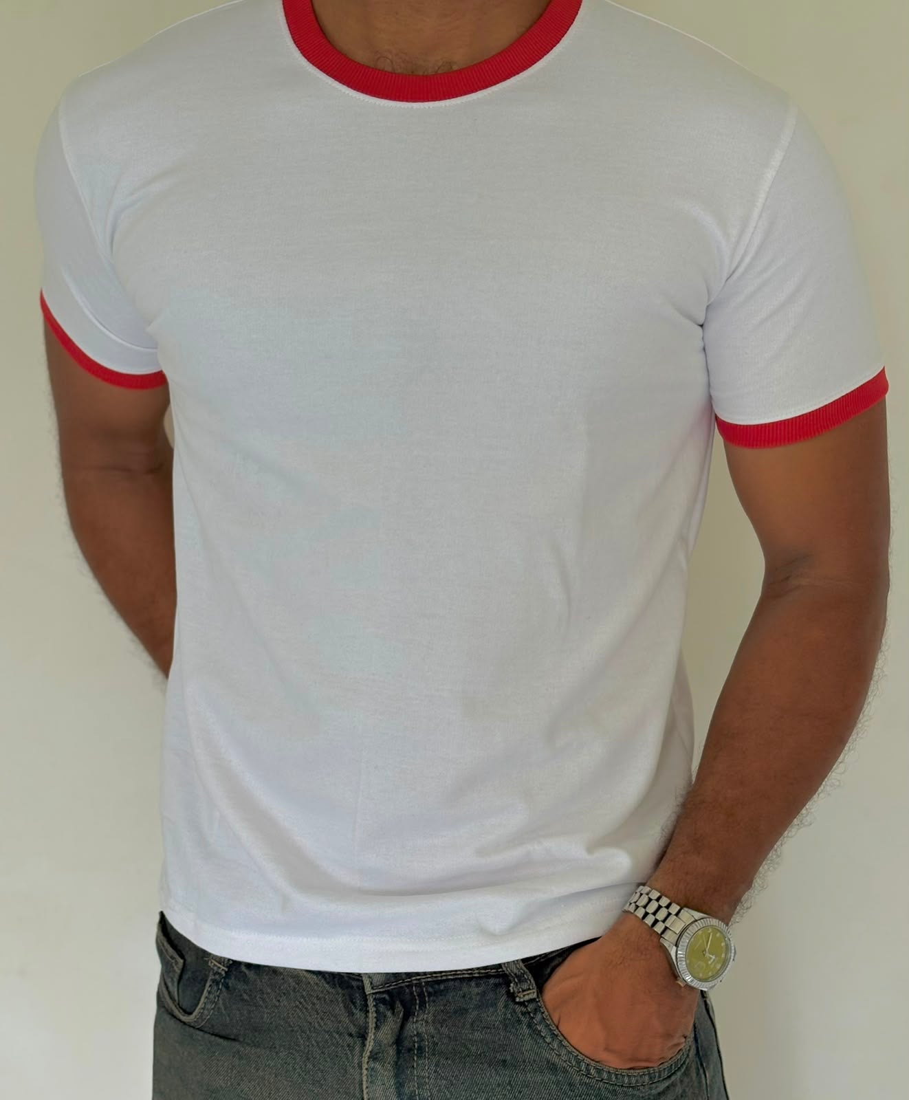 RINGER TEES - WHITE/RED