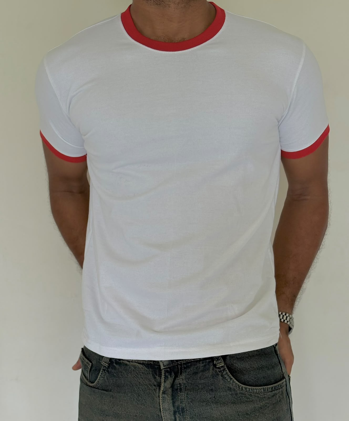 RINGER TEES - WHITE/RED